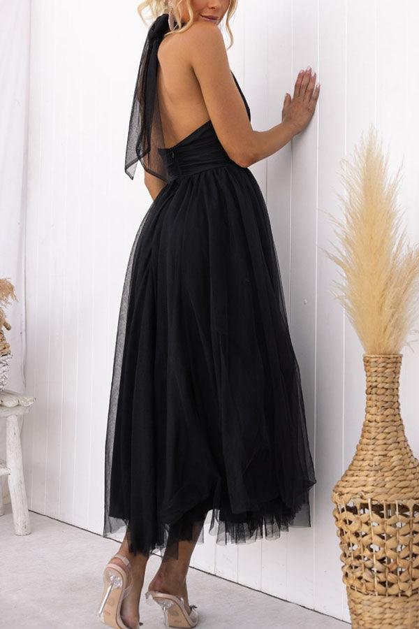 Fairy Vibes Tulle Gathered Detail Halter Maxi Dress Fairy Vibes Tulle Gathered Detail Halter Maxi Dress