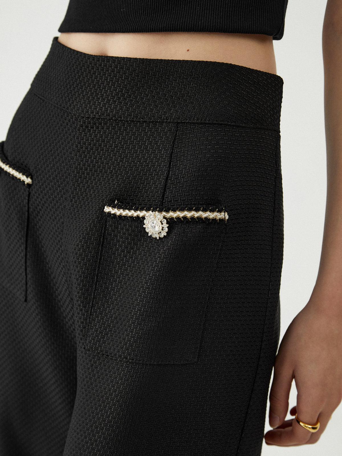 Contrast Trim Pocket Wide Leg Pants Contrast Trim Pocket Wide Leg Pants