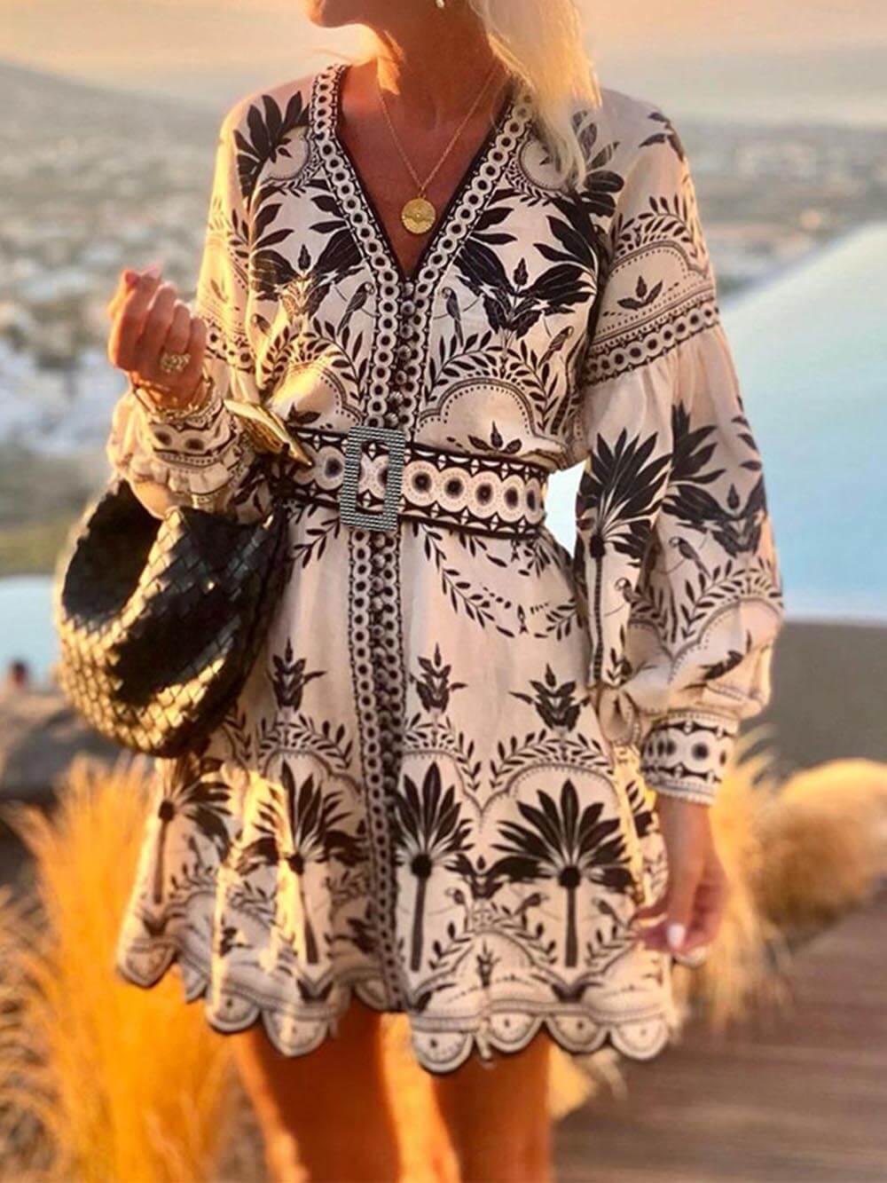 Fashion Printed Beach Loose Mini Dress Fashion Printed Beach Loose Mini Dress