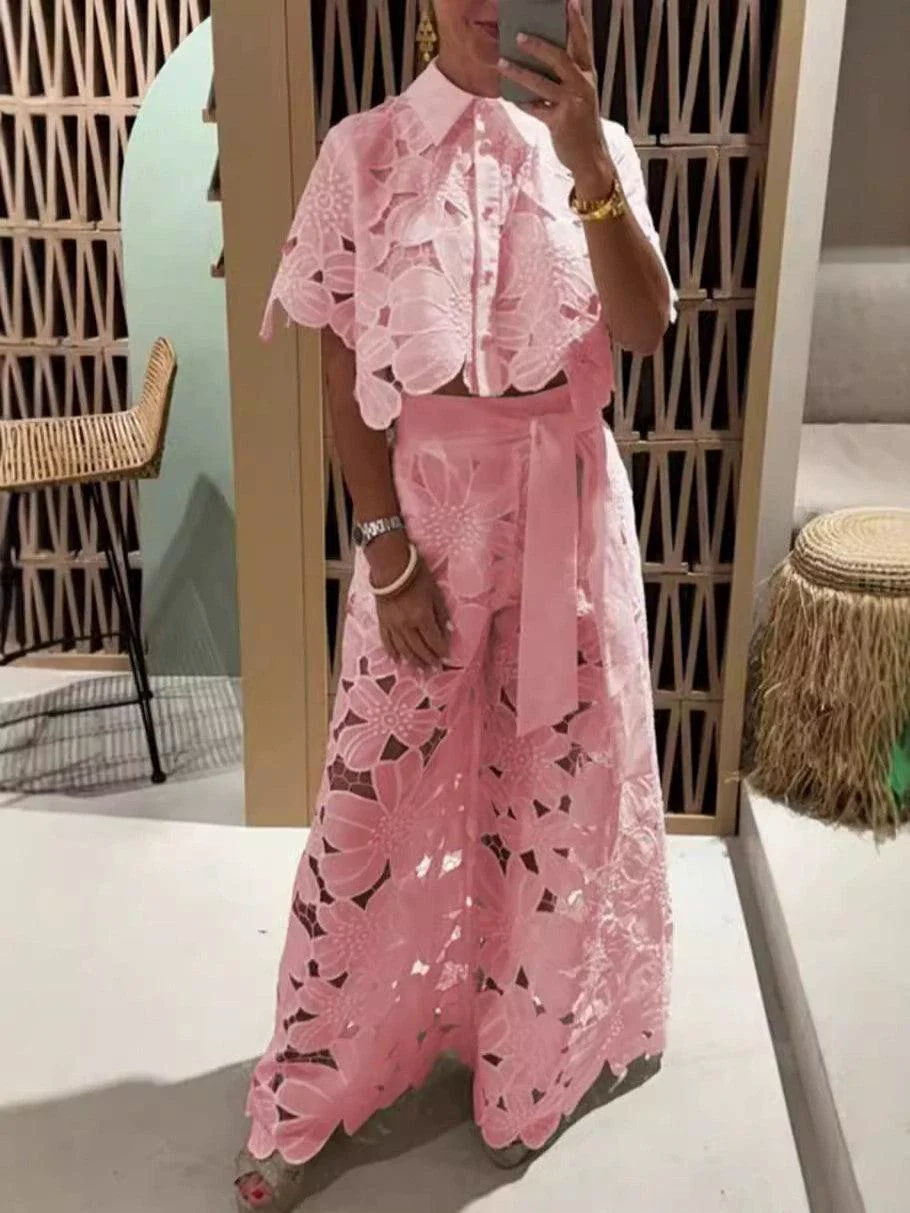 Exquisite floral embroidery sexy hollow suit Exquisite floral embroidery sexy hollow suit