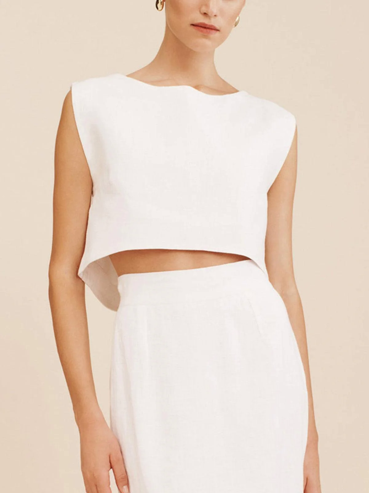 Solid Cotton Crop Top With Shorts Set Solid Cotton Crop Top With Shorts Set