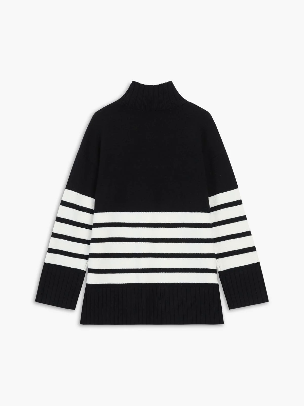 Miss Paris Mock Neck Stripe Sweater Miss Paris Mock Neck Stripe Sweater