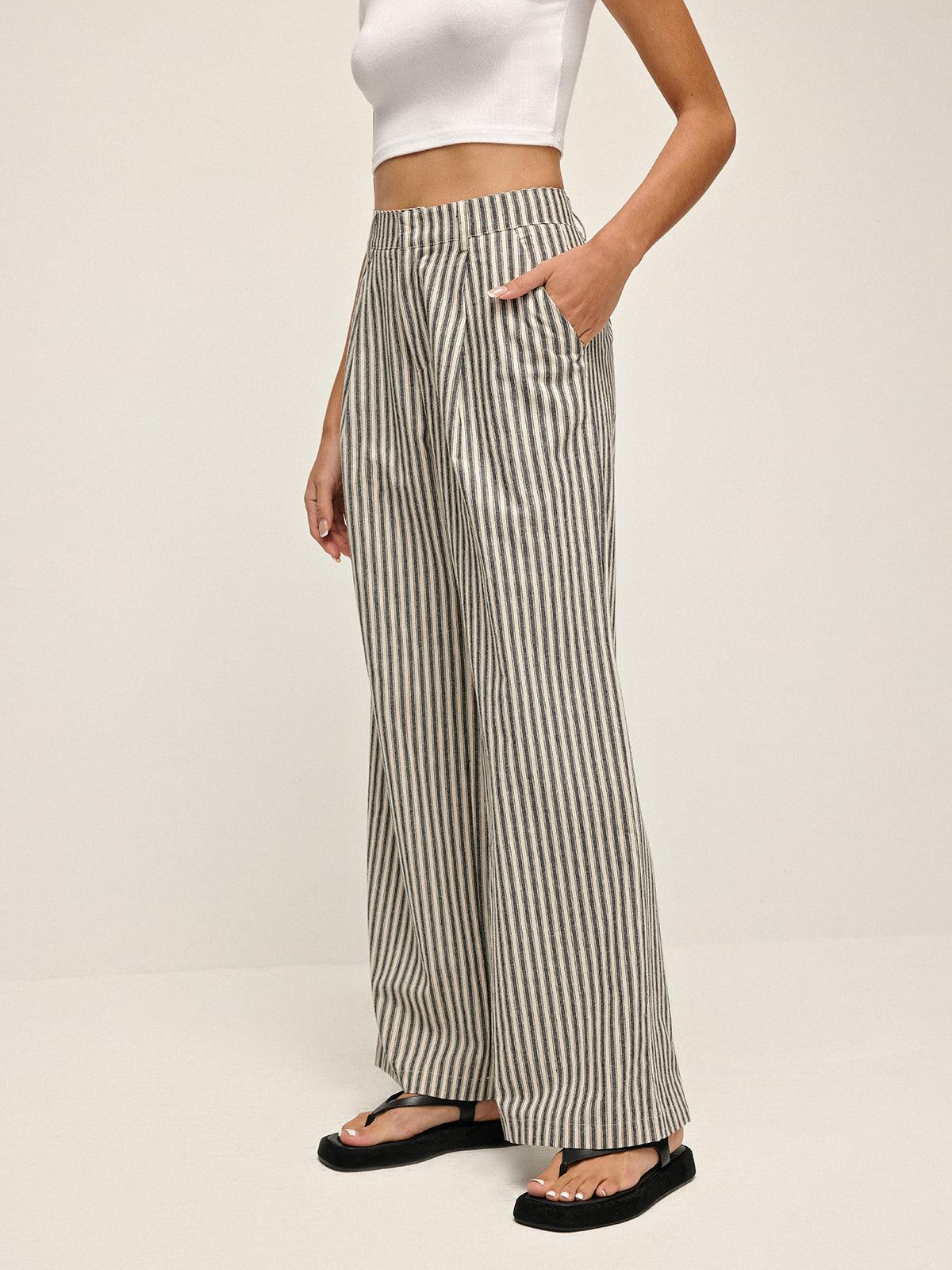 Pinstripe High-Waist Long Pants Pinstripe High-Waist Long Pants