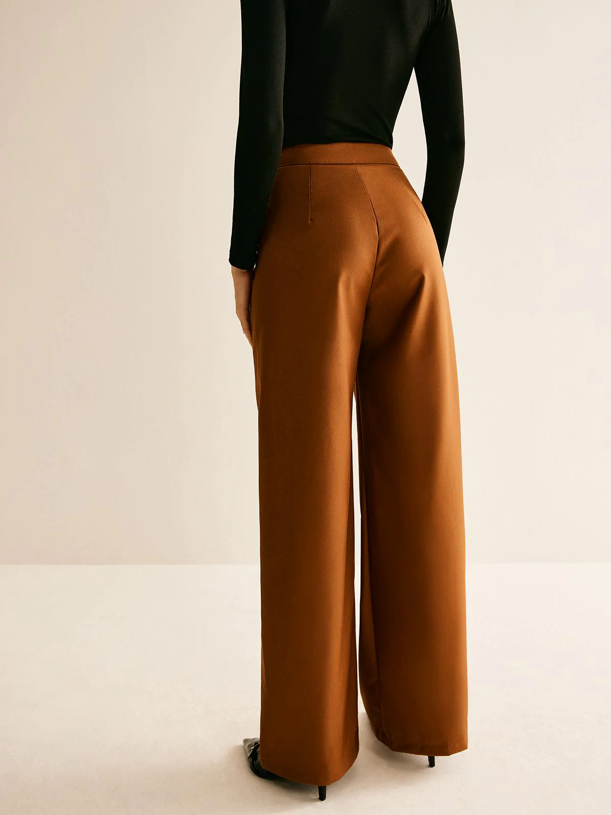Asymmetrical Mid-Waist Straight Pants Asymmetrical Mid-Waist Straight Pants