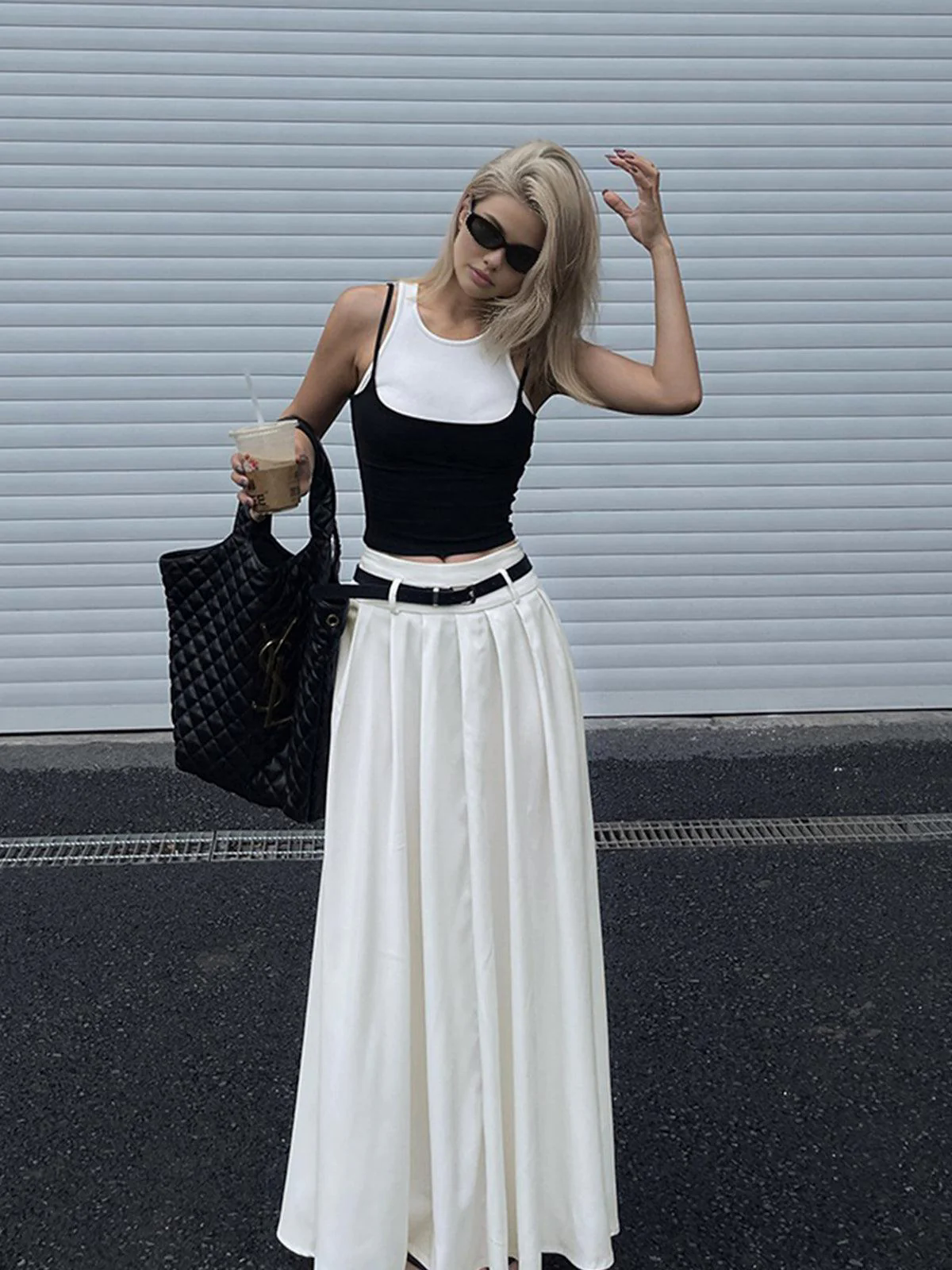 Belted Pleated Long Skirt Belted Pleated Long Skirt