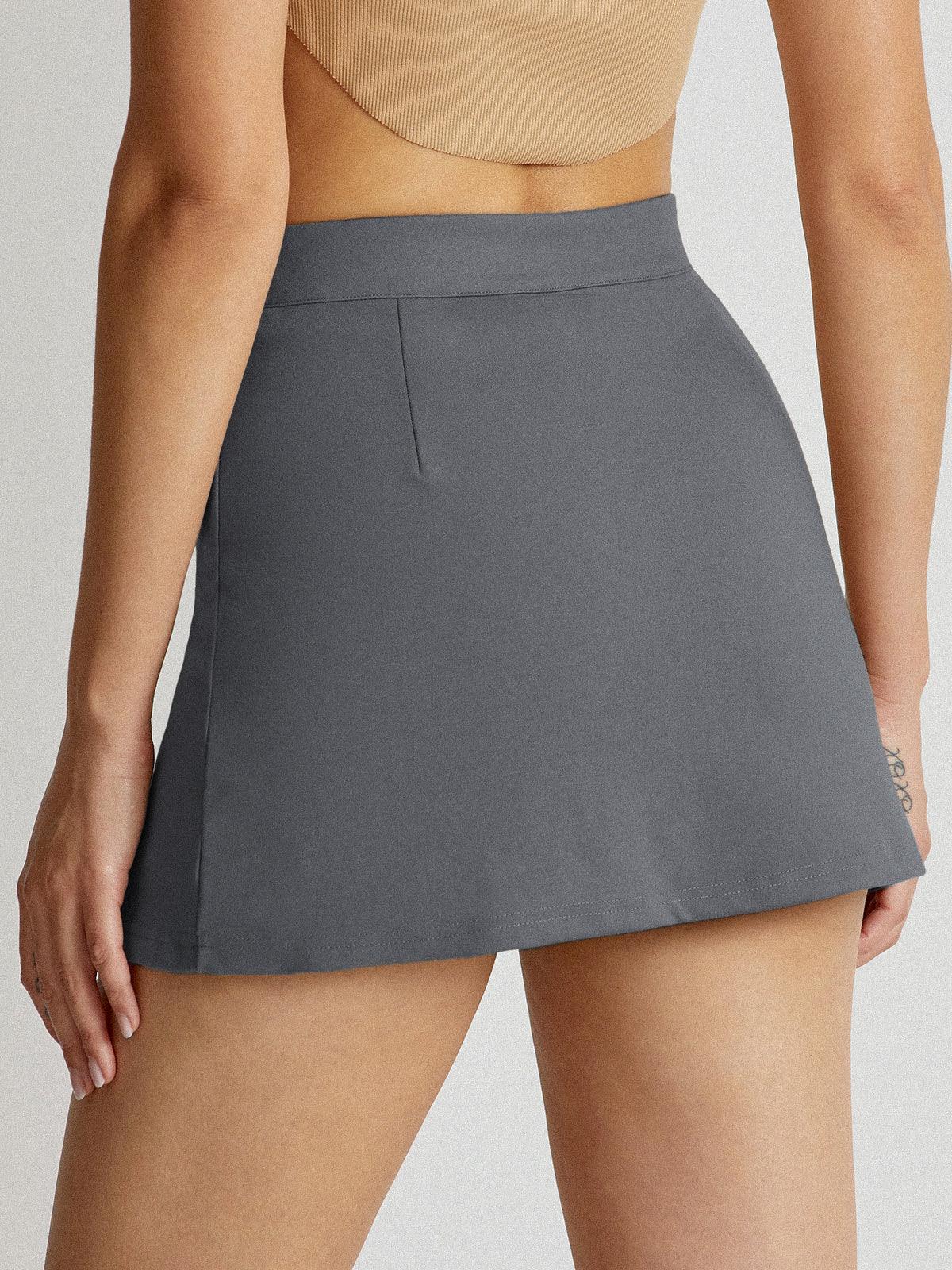 High Waisted V-Line Mini Skirt With Shorts Lining High Waisted V-Line Mini Skirt With Shorts Lining