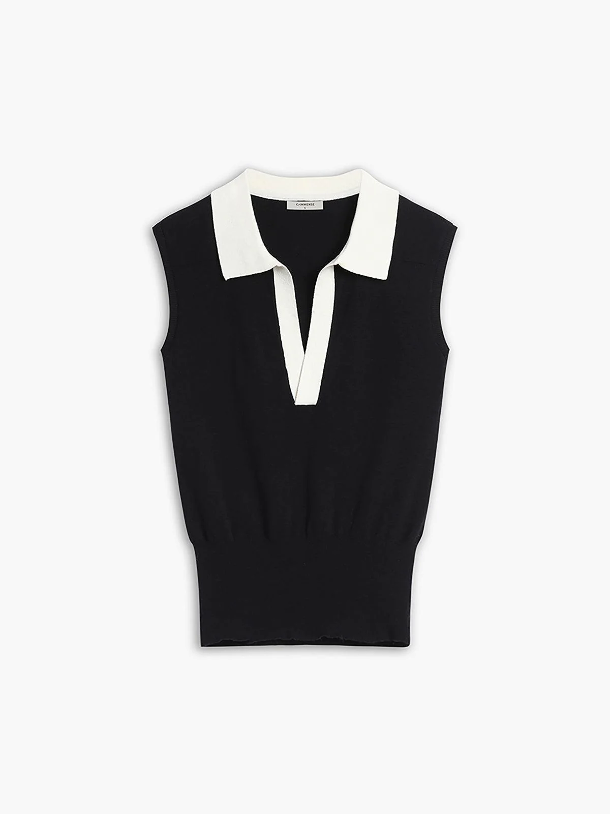 Contrast Trim Collar V-neck Knit Sweater Vest Contrast Trim Collar V-neck Knit Sweater Vest