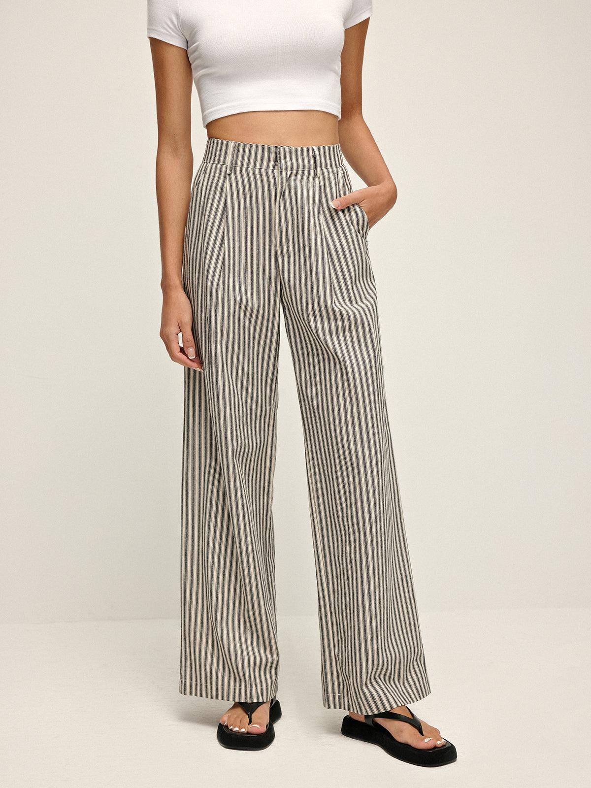 Pinstripe High-Waist Long Pants Pinstripe High-Waist Long Pants