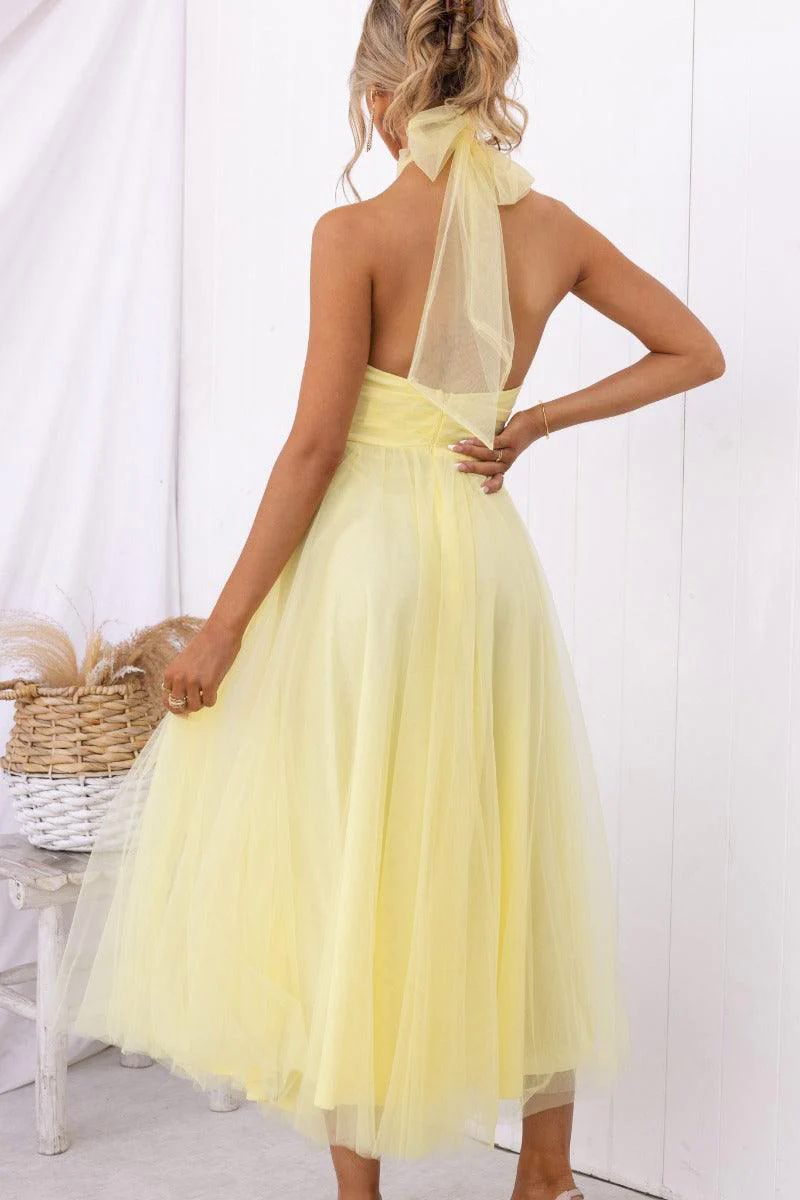 Fairy Vibes Tulle Gathered Detail Halter Maxi Dress Fairy Vibes Tulle Gathered Detail Halter Maxi Dress