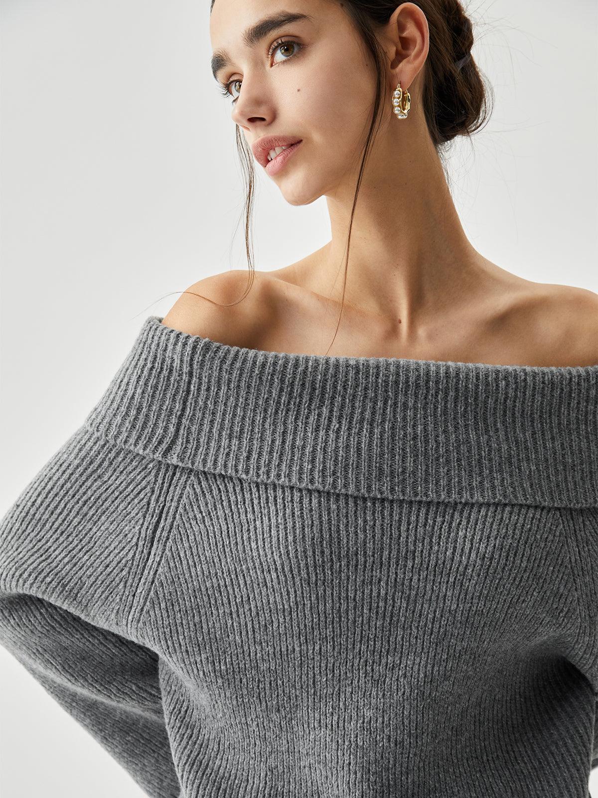 Oversized Overfold Off Shoulder Knit Sweater Oversized Overfold Off Shoulder Knit Sweater
