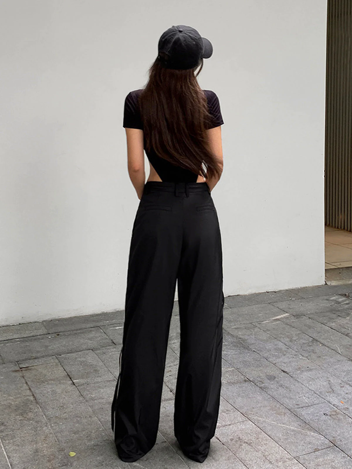 Drawstring Patchwork Baggy Pants Drawstring Patchwork Baggy Pants