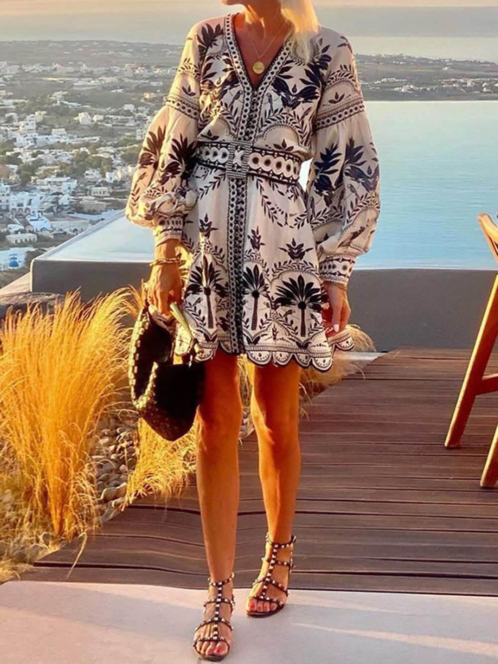 Fashion Printed Beach Loose Mini Dress Fashion Printed Beach Loose Mini Dress