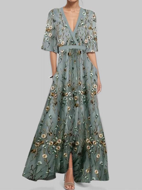 Elegant Mid Sleeve Maxi Dress Elegant Mid Sleeve Maxi Dress