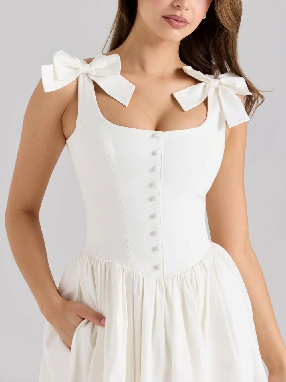 White stretch bow midi dress White stretch bow midi dress