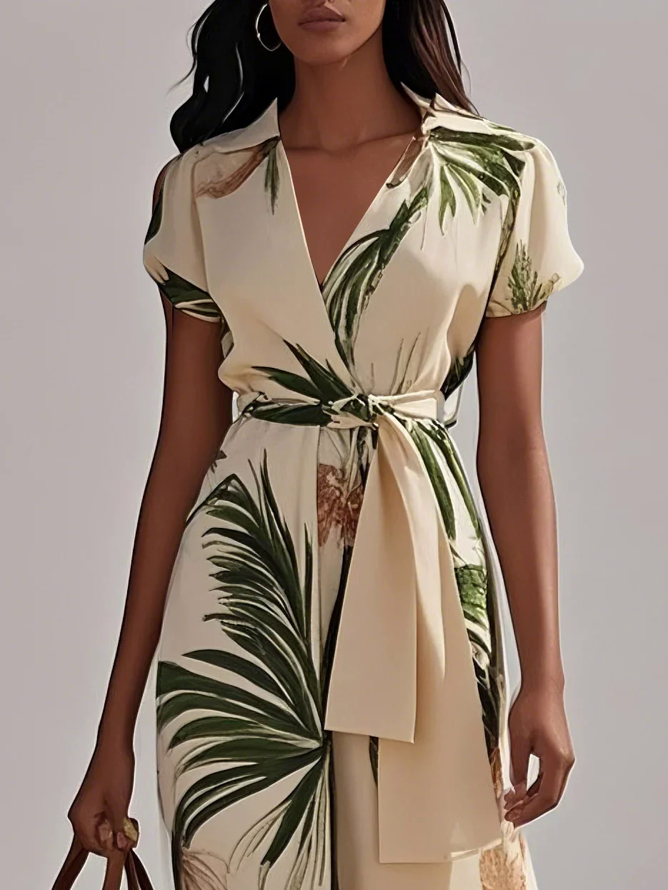 Beige Vacation Printing Floral Classic V Neck Maxi Dress Beige Vacation Printing Floral Classic V Neck Maxi Dress