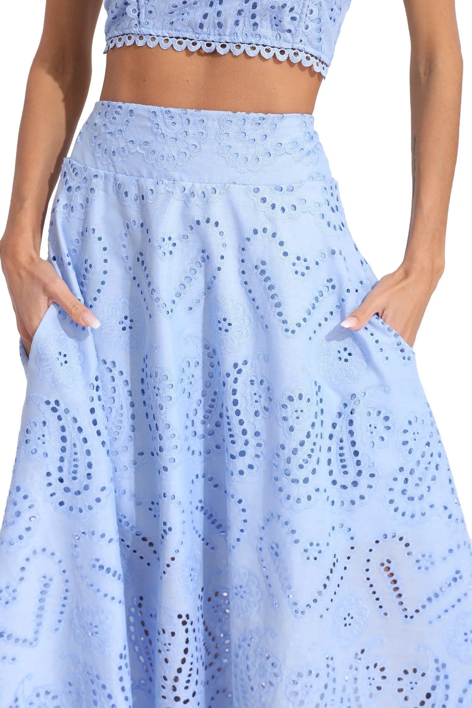 Halia Blue Embroider Sleeveless Set Halia Blue Embroider Sleeveless Set
