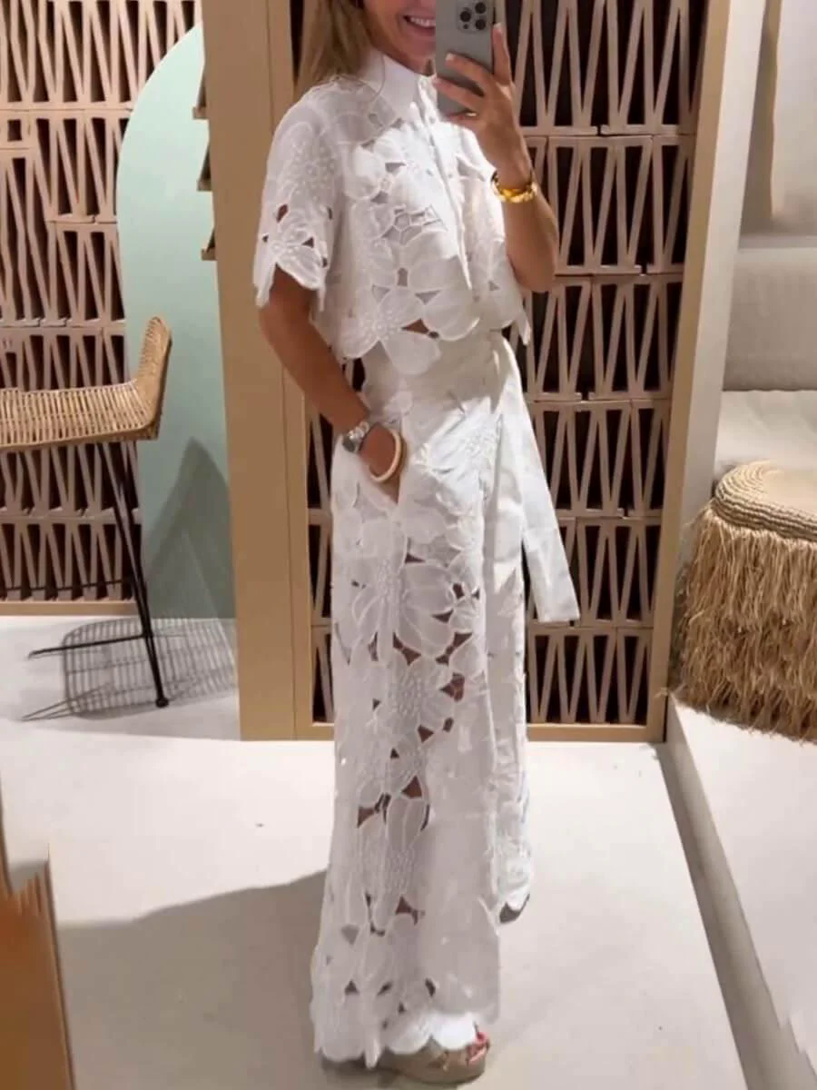 Exquisite floral embroidery sexy hollow suit Exquisite floral embroidery sexy hollow suit