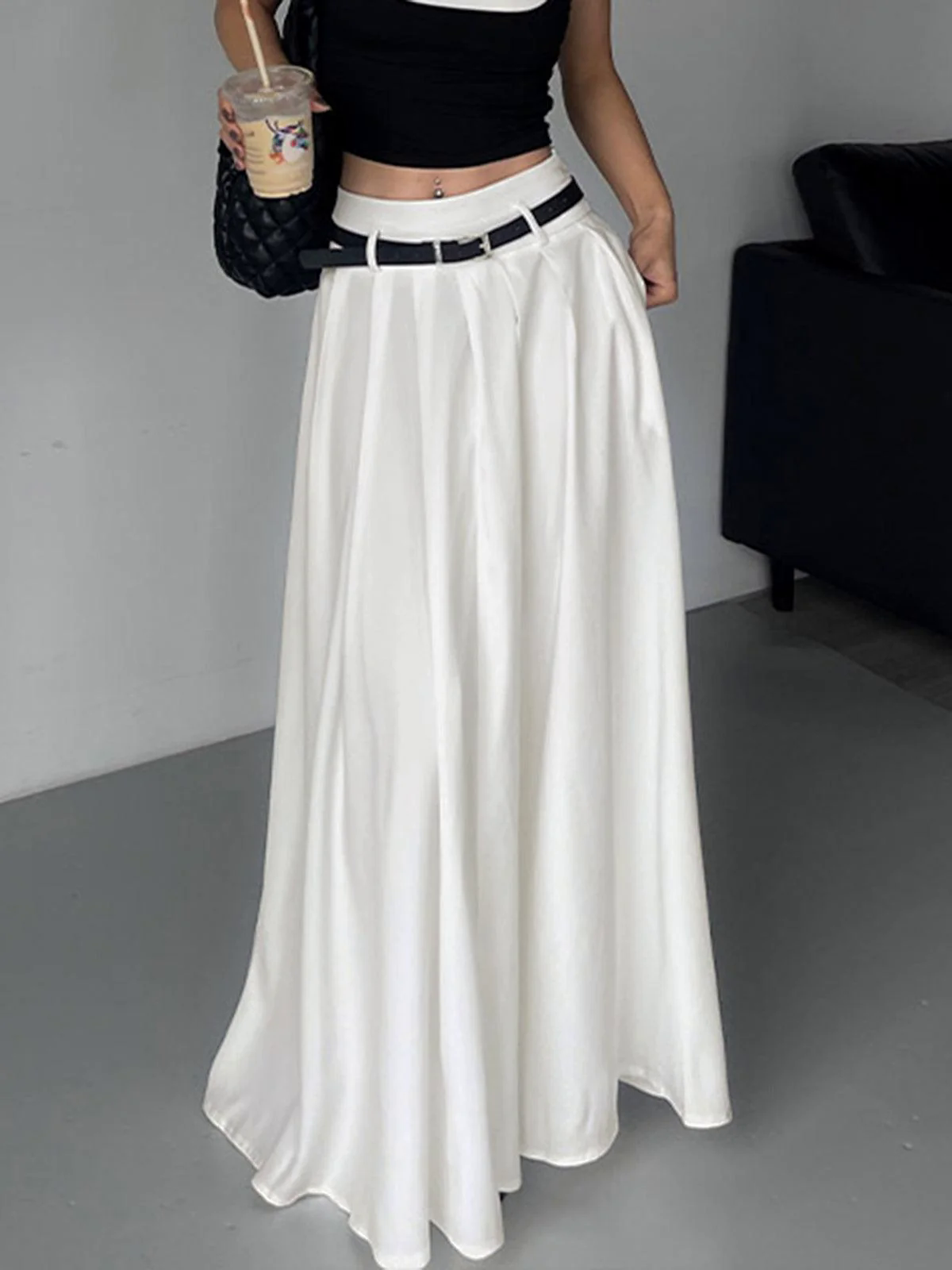 Belted Pleated Long Skirt Belted Pleated Long Skirt