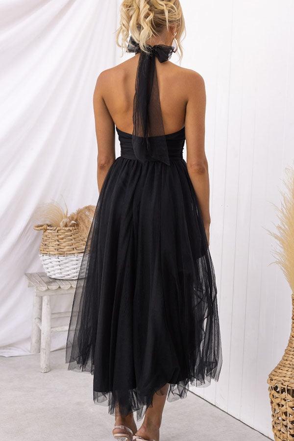 Fairy Vibes Tulle Gathered Detail Halter Maxi Dress Fairy Vibes Tulle Gathered Detail Halter Maxi Dress