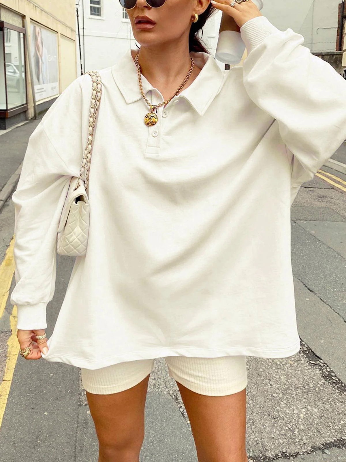 Collared Oversized Sweatshirt Collared Oversized Sweatshirt