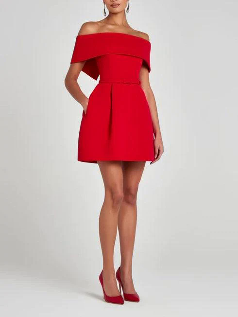 Elegant Evening Lapel Bandeau Removable Belt Pocketed Mini Dress Elegant Evening Lapel Bandeau Removable Belt Pocketed Mini Dress