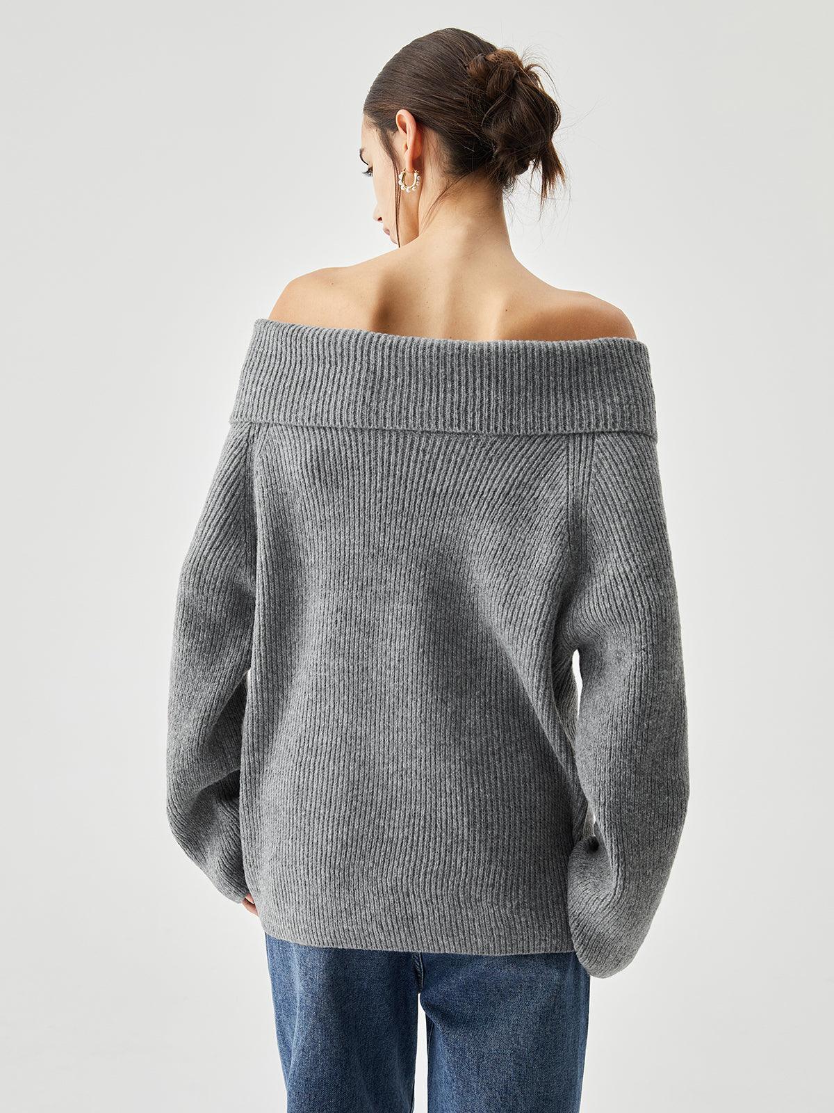 Oversized Overfold Off Shoulder Knit Sweater Oversized Overfold Off Shoulder Knit Sweater