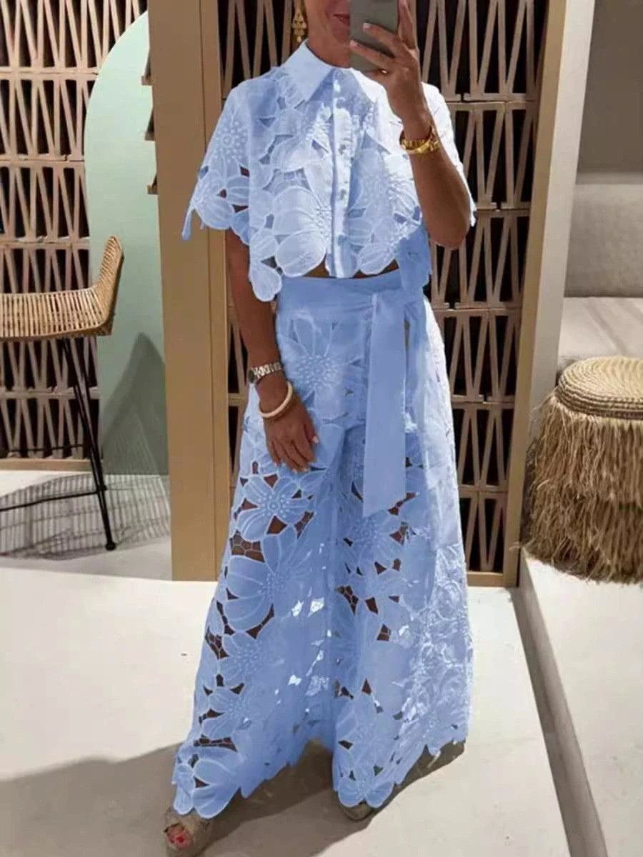 Exquisite floral embroidery sexy hollow suit Exquisite floral embroidery sexy hollow suit