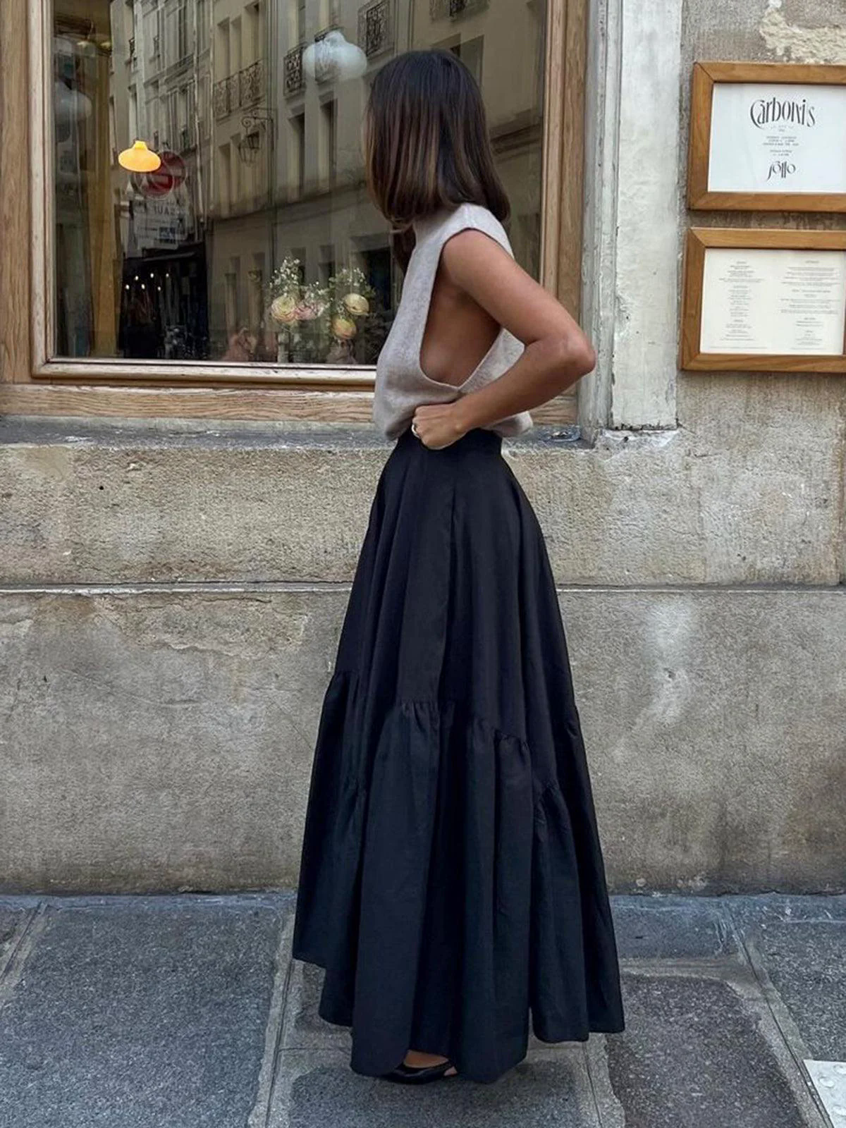 Asymmetrical Pleated Maxi Skirt Asymmetrical Pleated Maxi Skirt