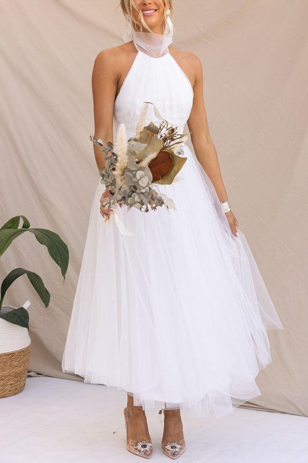 Fairy Vibes Tulle Gathered Detail Halter Maxi Dress Fairy Vibes Tulle Gathered Detail Halter Maxi Dress