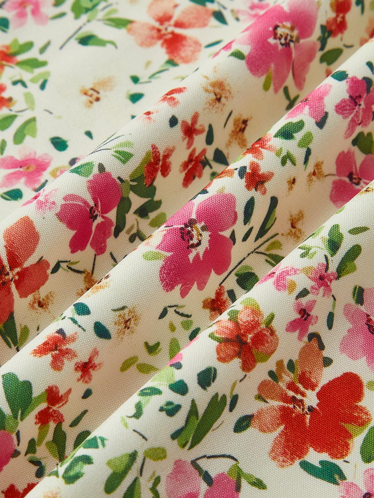 Floral Print Trim Cami Midi Dress Floral Print Trim Cami Midi Dress