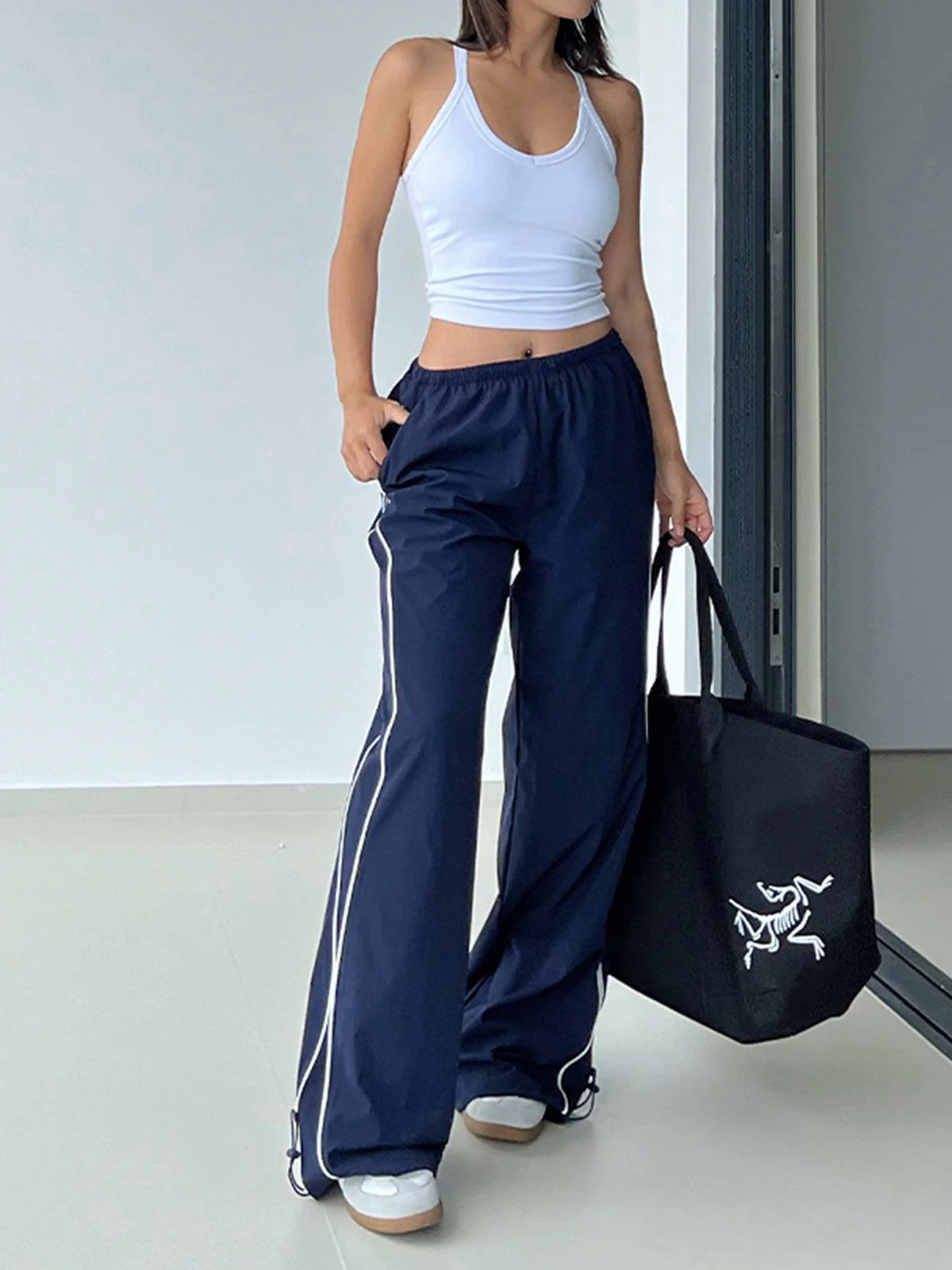 Contrast Piping Drawstring Pants Contrast Piping Drawstring Pants