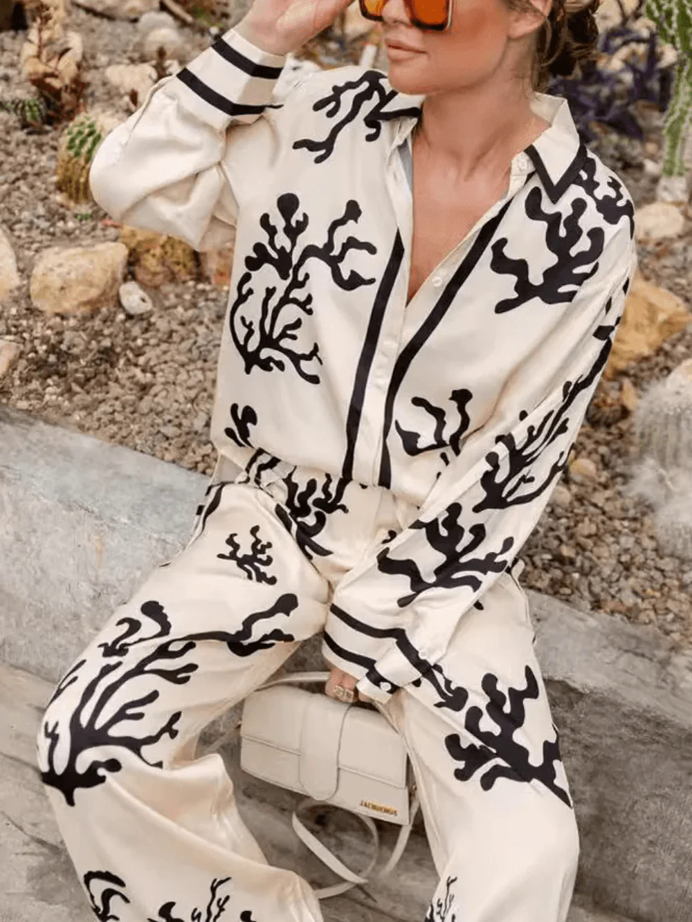 Satin Casual Two Piece Set Satin Casual Two Piece Set