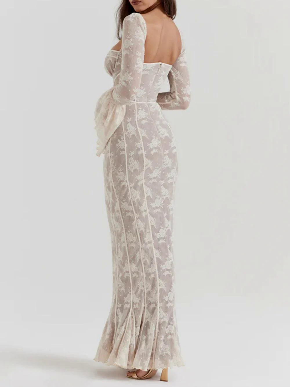 Delilah Vintage Cream Lace Maxi Dress