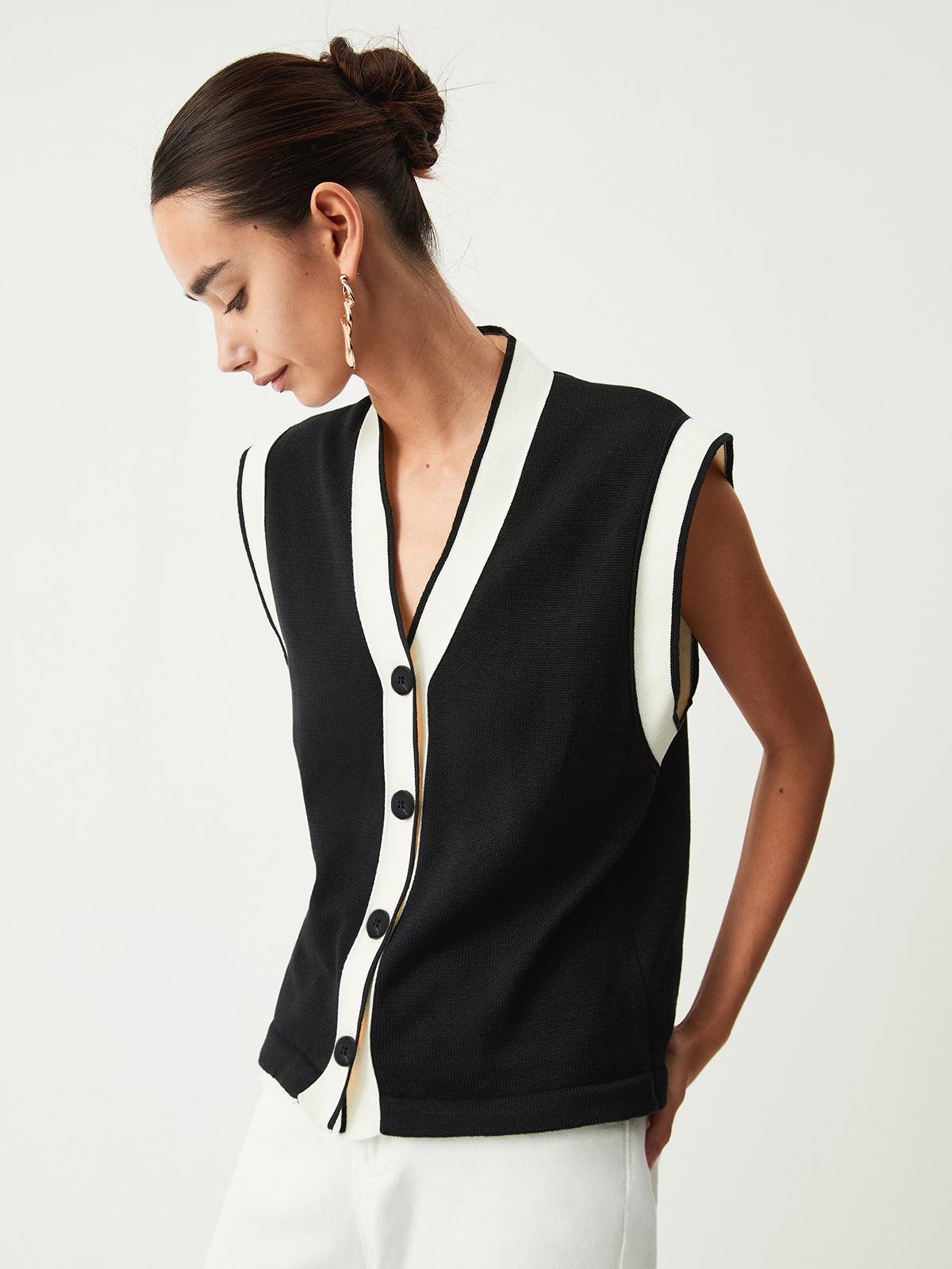 Contrast Trim Sweater Vest Contrast Trim Sweater Vest