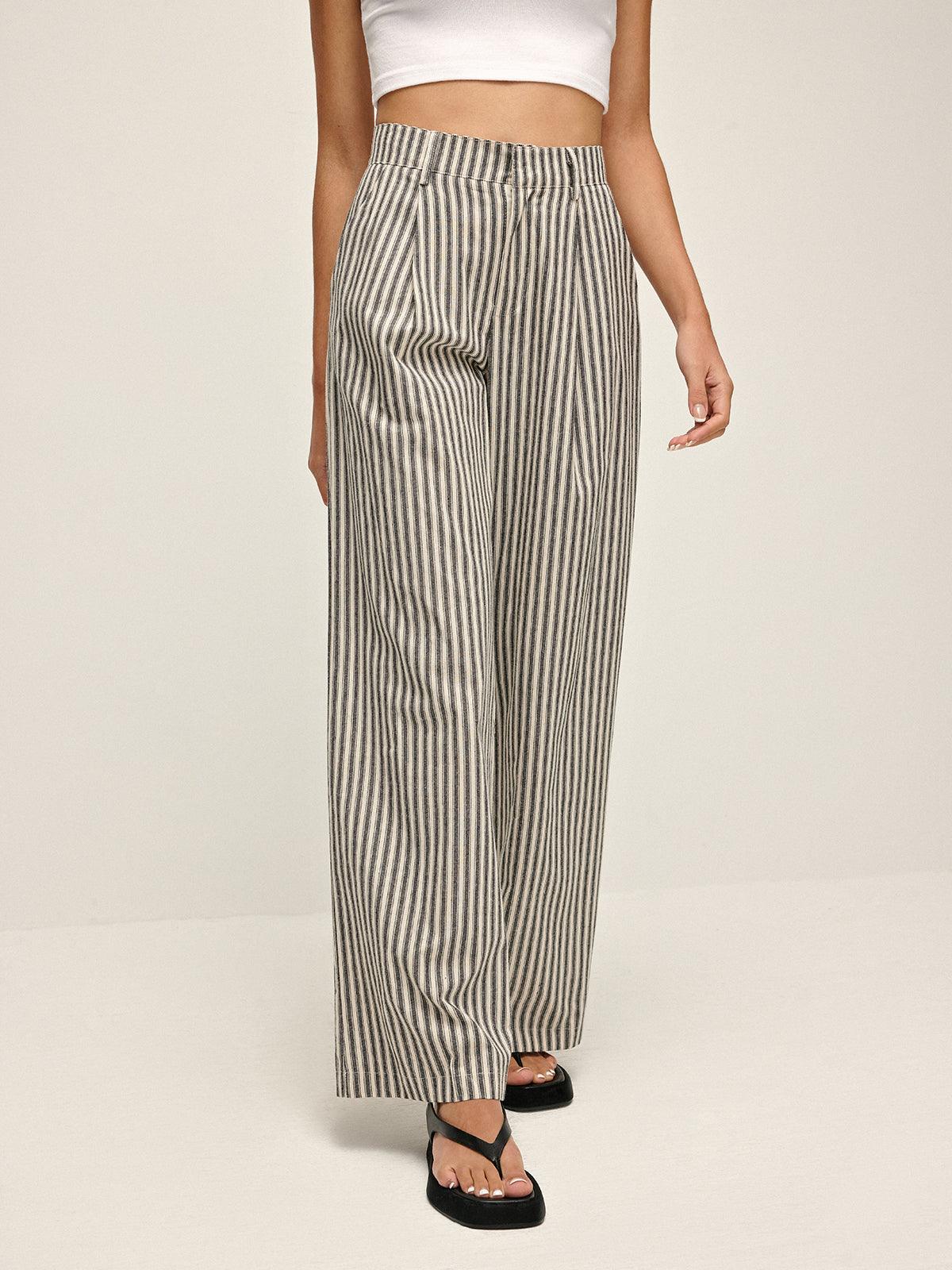 Pinstripe High-Waist Long Pants Pinstripe High-Waist Long Pants