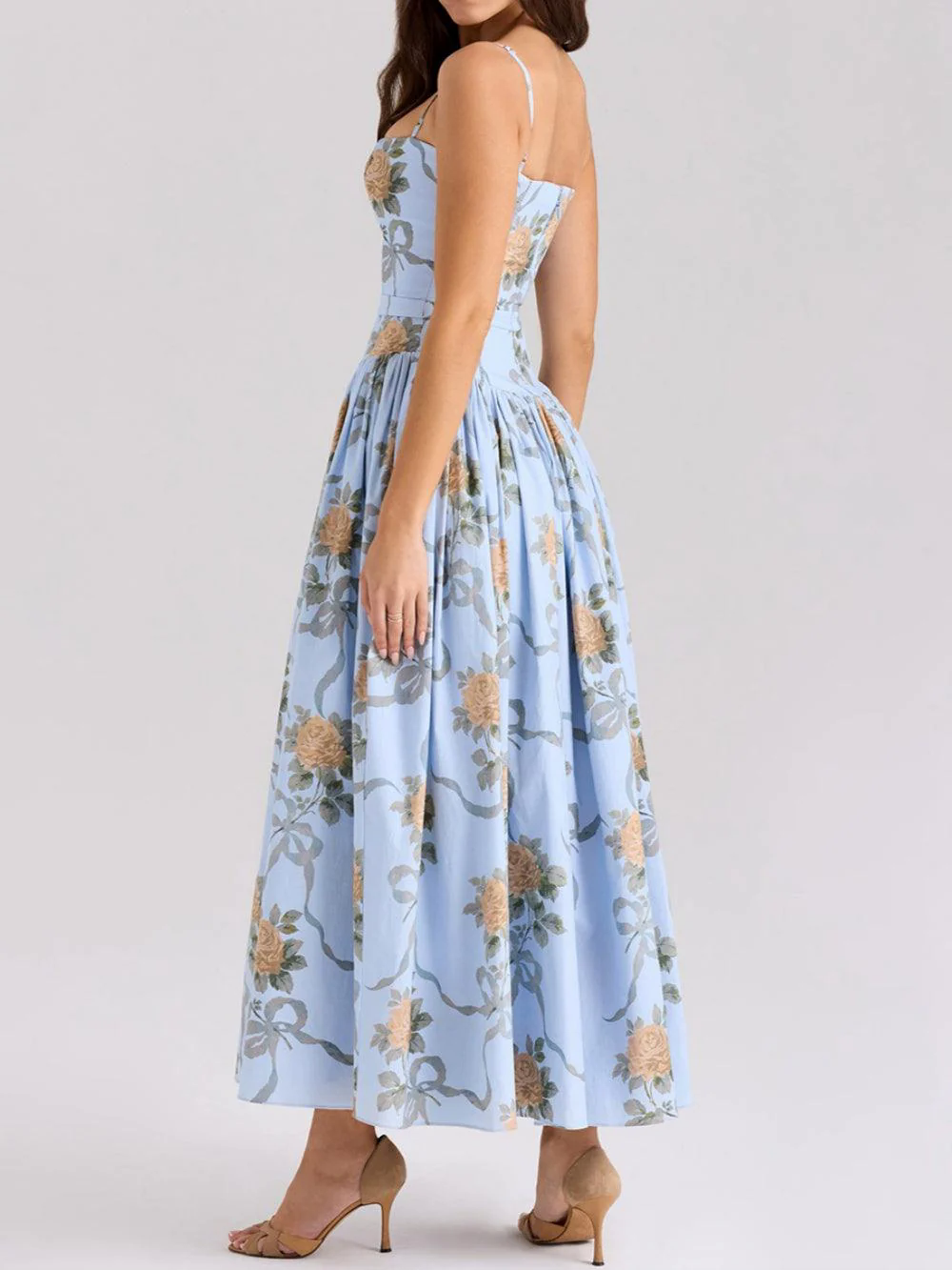 Printed fitted camisole midi dress Printed fitted camisole midi dress