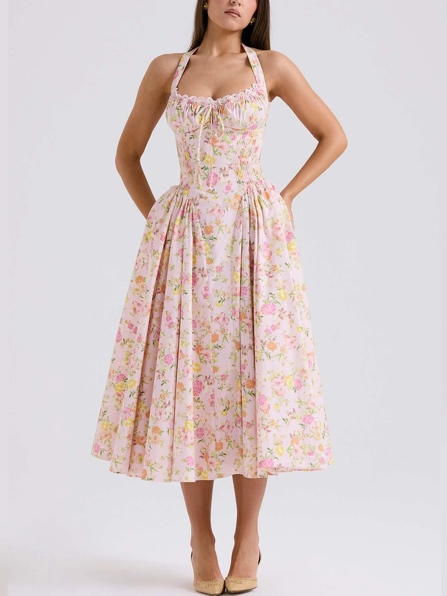 Romantic Floral Corset Midi Dress Romantic Floral Corset Midi Dress