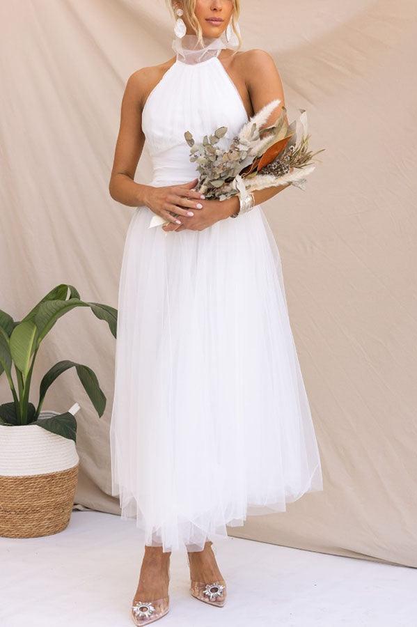 Fairy Vibes Tulle Gathered Detail Halter Maxi Dress Fairy Vibes Tulle Gathered Detail Halter Maxi Dress