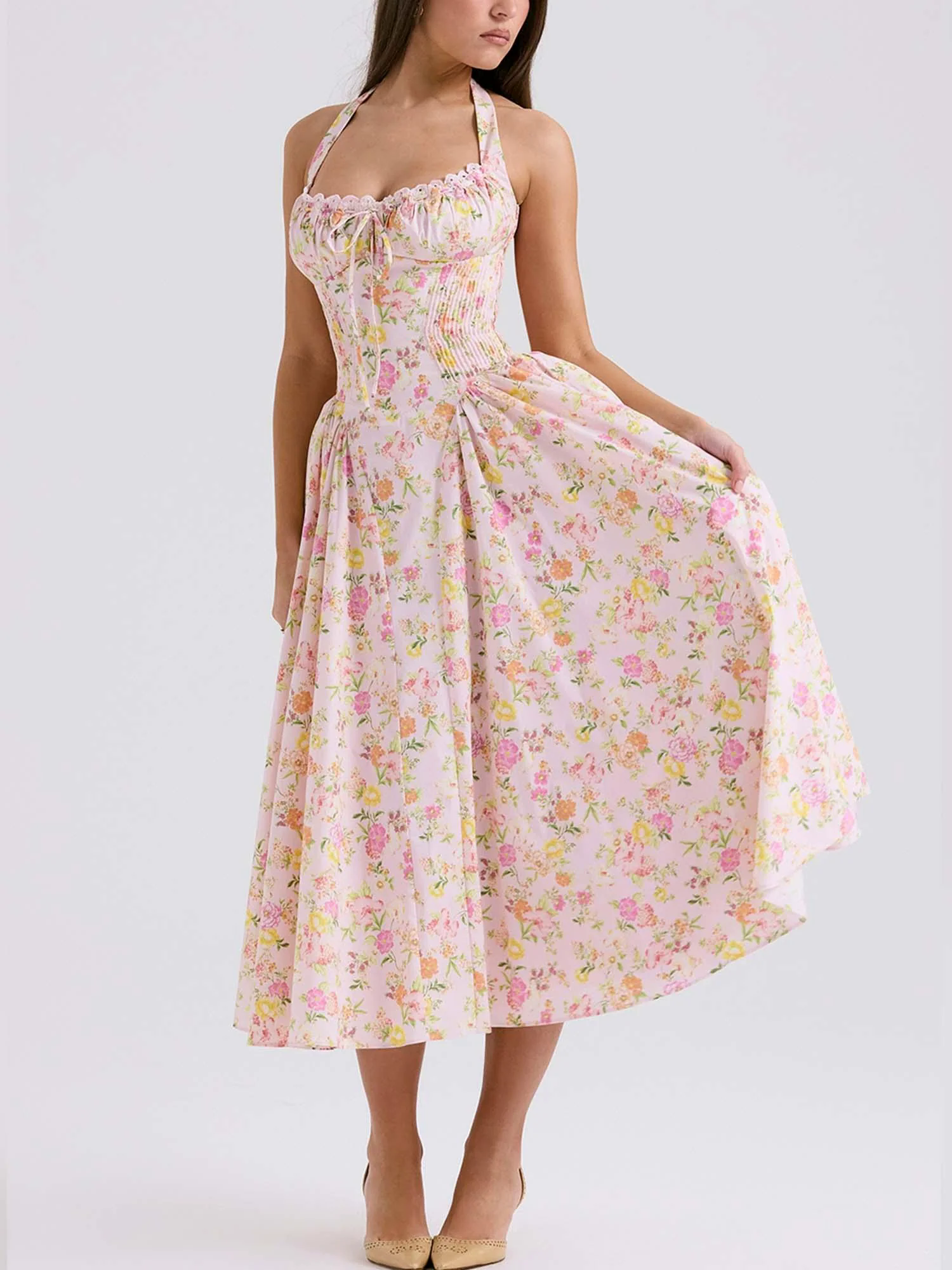 Romantic Floral Corset Midi Dress Romantic Floral Corset Midi Dress
