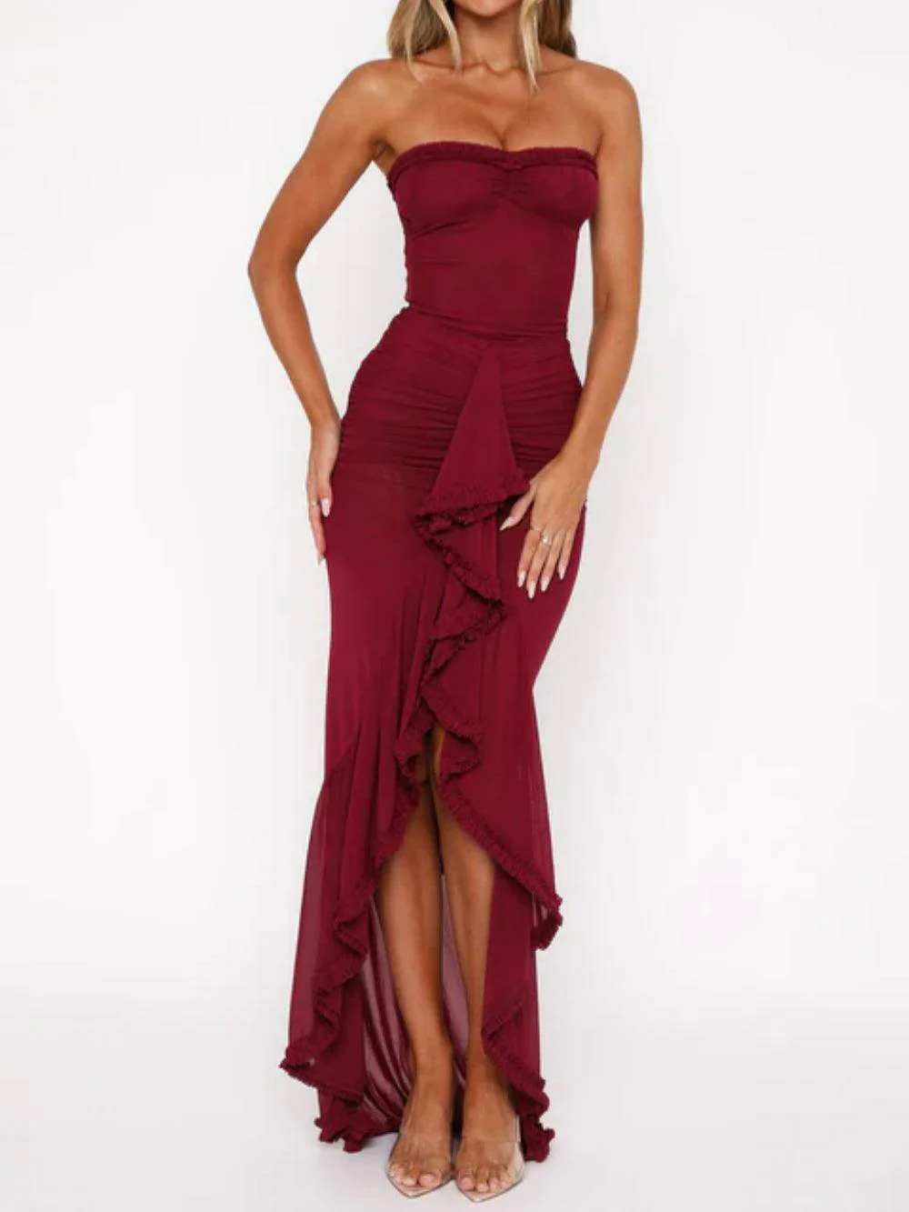 Off-the-shoulder mesh maxi dress Off-the-shoulder mesh maxi dress