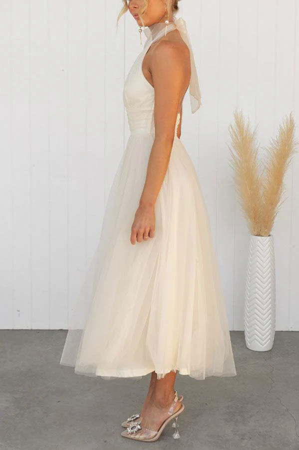 Fairy Vibes Tulle Gathered Detail Halter Maxi Dress Fairy Vibes Tulle Gathered Detail Halter Maxi Dress