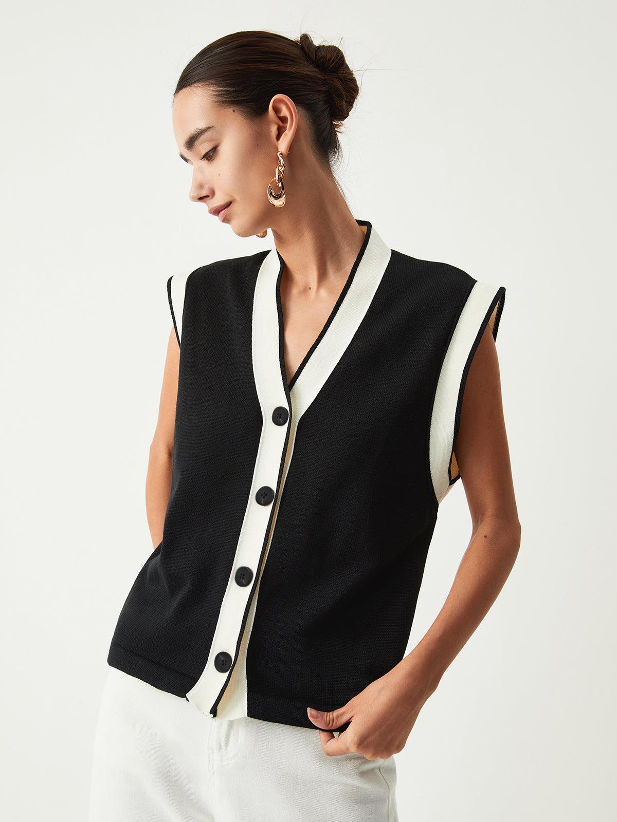Contrast Trim Sweater Vest Contrast Trim Sweater Vest