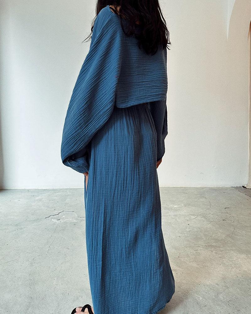 Chic slit cotton and linen casual two-piece set Chic slit cotton and linen casual two-piece set