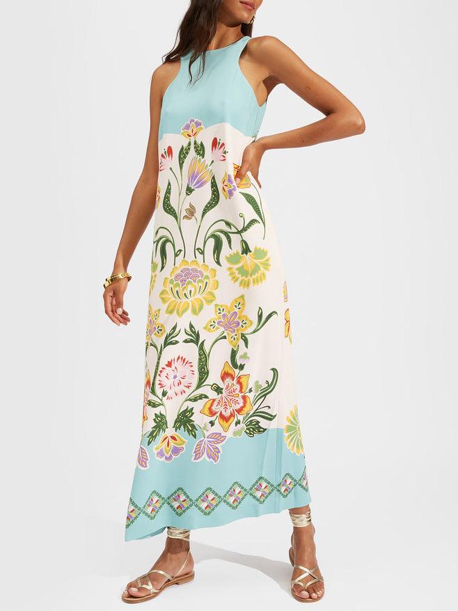 Exquisite Sunshine Floral Print Sleeveless Midi Dress Exquisite Sunshine Floral Print Sleeveless Midi Dress