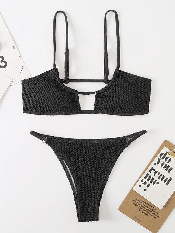 Split Three-Point Solid Color Special Fabric Bikini Split Three-Point Solid Color Special Fabric Bikini