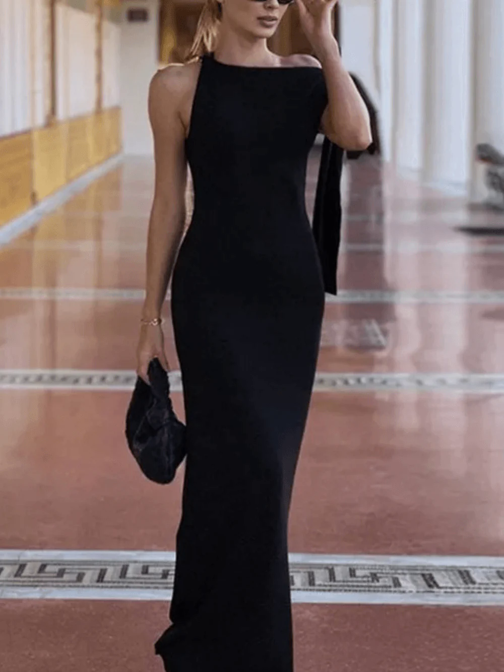 Lynn Asymmetric Tie Detail Maxi Dress Lynn Asymmetric Tie Detail Maxi Dress