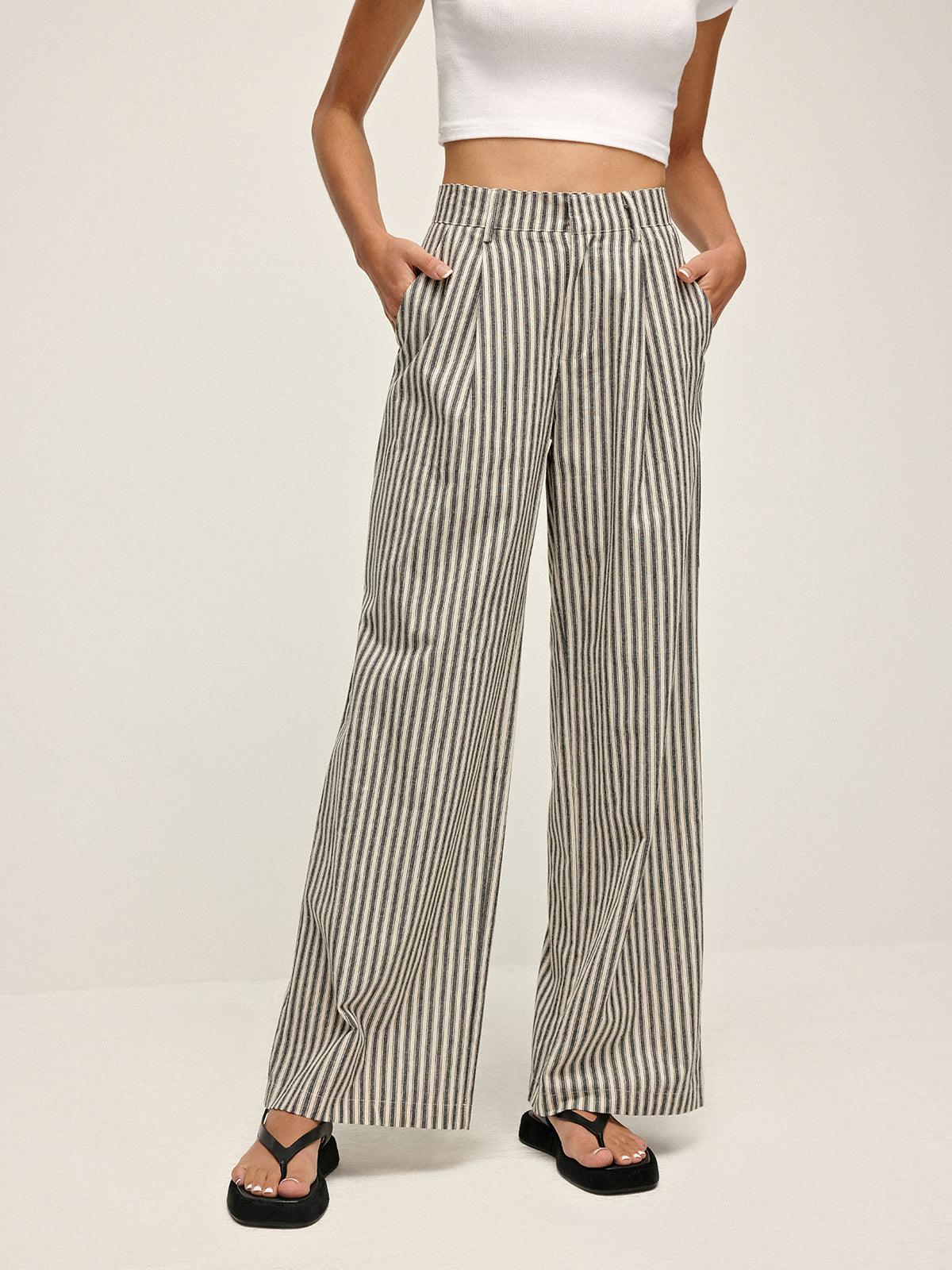 Pinstripe High-Waist Long Pants Pinstripe High-Waist Long Pants