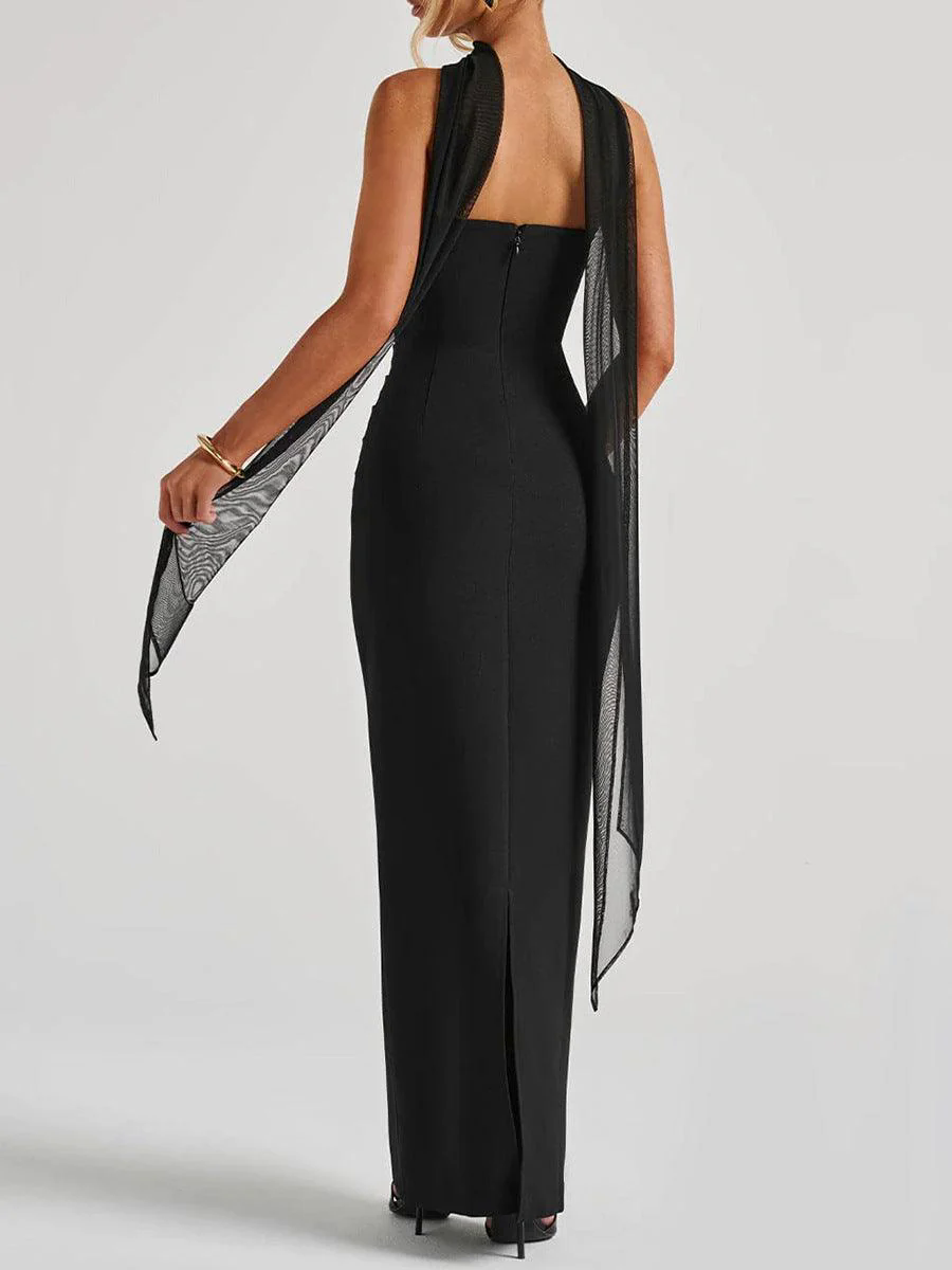 Black Waist-tucked Maxi-top Dress Black Waist-tucked Maxi-top Dress