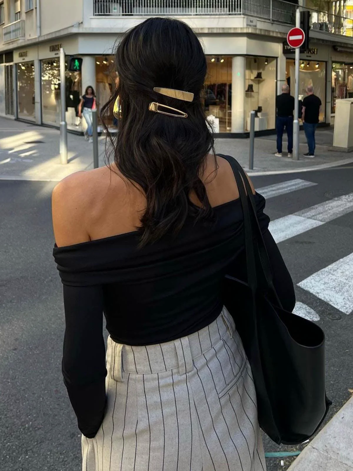 Pinstripe Zippered Wide Leg Pants Pinstripe Zippered Wide Leg Pants