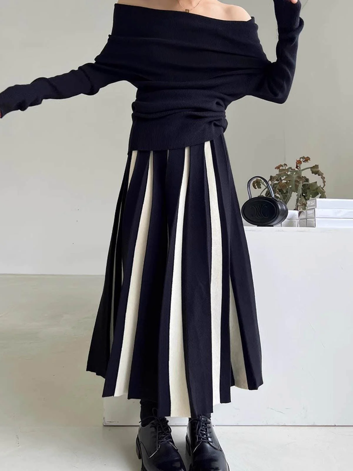 Color Block Knit Midi Skirt Color Block Knit Midi Skirt